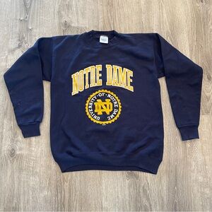 Vintage Notre Dame Crewneck Sweatshirt - Tultex - Navy - Puffy Logo - Large